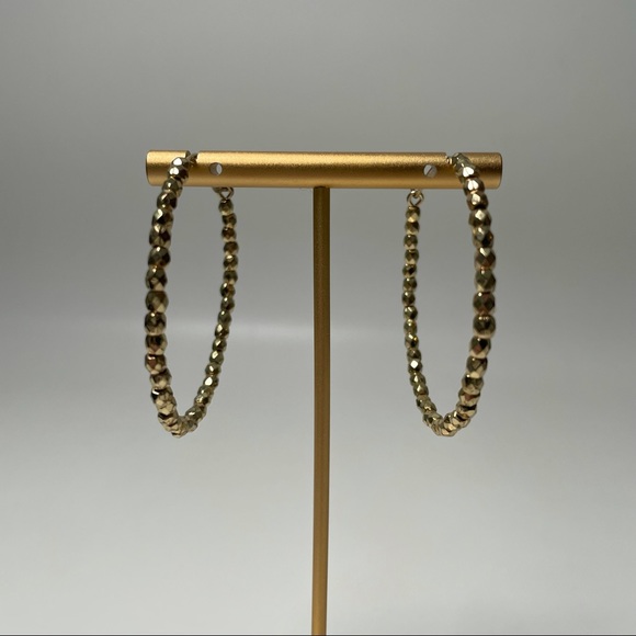 Jewelry - Gold Beaded Hoop Earrings